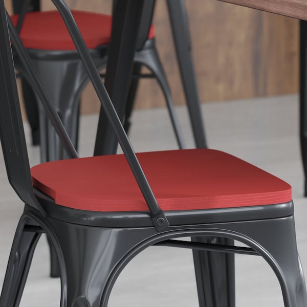 Flash Furniture 4PK Red Poly Resin Seats for Stools & Chairs, 4PK 4-JJ-SEA-PL01-RED-GG - main